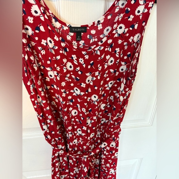 Talbots Floral Crepe Tiered Maxi Dress | Size 12 | Red, Navy & White - Picture 5 of 9